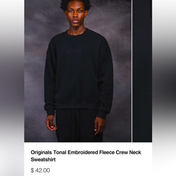 Originals Tonal Embroidered Fleece Crew Neck Sweatshirt LARGE - Picture 4 of 4